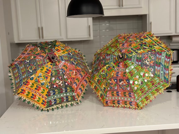 2 pc set of Indian wedding umbrella decoration - Pattern and colors varies