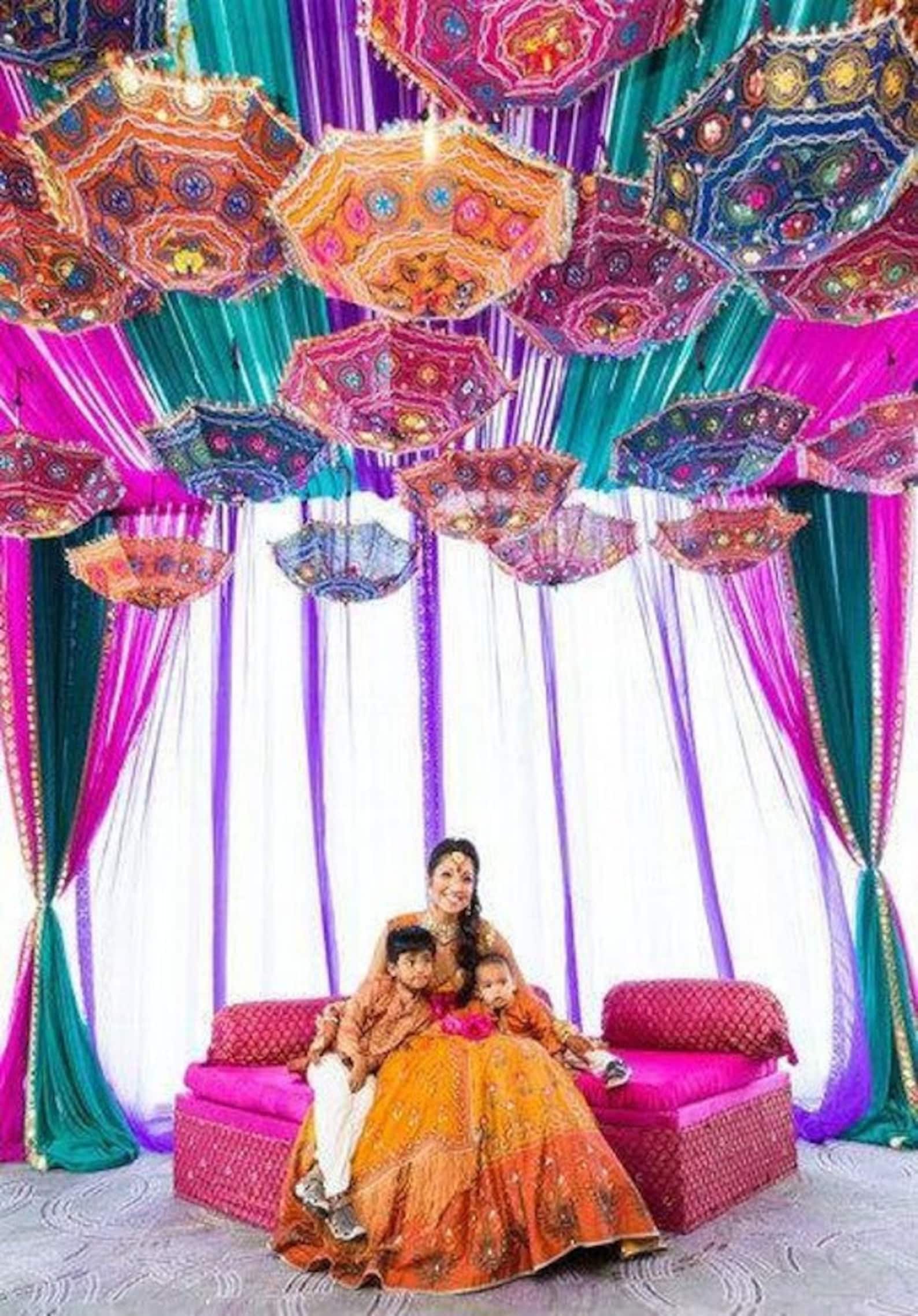 2 Pc Set of Indian Wedding Umbrella Decoration - Pattern and Colors ...