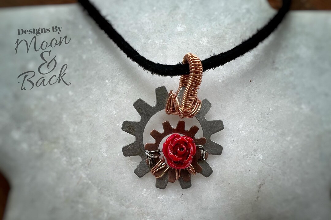Steampunk Rose and Gears Necklace - Etsy