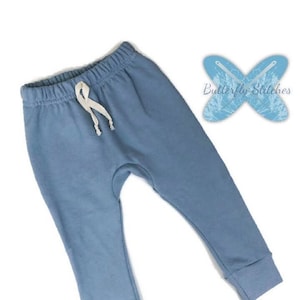 Gelb / Blau / Haremshose / Jogger / Babyhose / Kleinkindhose / French Terry Hose / Manschettenhose / weicher Schritt / Herbstkleidung / Warme Hose