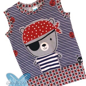Pirate / Bear / Skulls / Anchors / Blue / Red / White / Stripes / Grow with me / Summer / Tank / Top / Size 3-6 Years