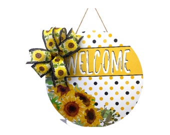 Fall sunflower front door hanger, Sunflower front door wreath, Farmhouse front porch decor, front door decor