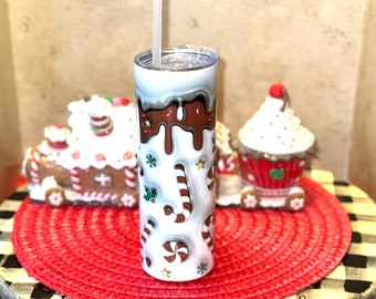 Candy cane tumbler for Christmas, Christmas tumbler holiday gift for her, Holiday candy cane tumbler, Christmas tumbler, Christmas gift