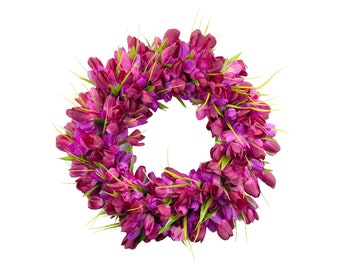 Tulip Wreath for front door, Spring Wreath for front door, Easter spring wreath, Mothers day wreath,  Purple Tulip wreath