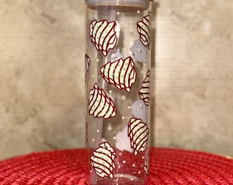 Christmas  tree snack cake tumbler ,  Christmas tumbler holiday gift for her, Holiday candy cane tumbler, Christmas tumbler, Christmas gift