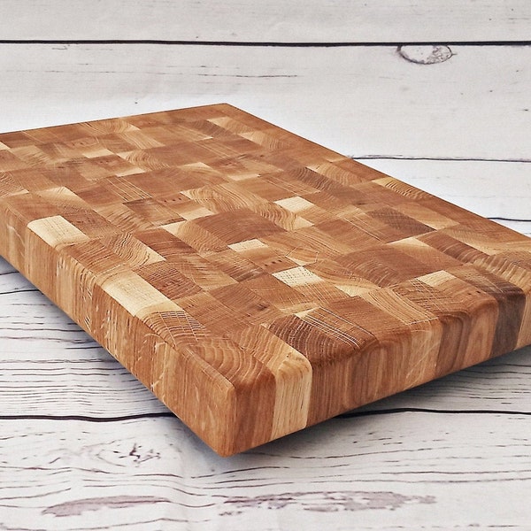 Wooden Chopping Board End Grain Cutting Board Serving Tray Solid Oak Handmade