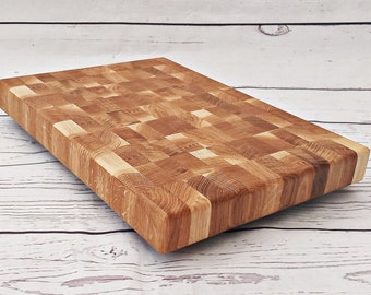 Wooden Chopping Board End Grain Cutting Board Serving Tray Solid Oak Handmade