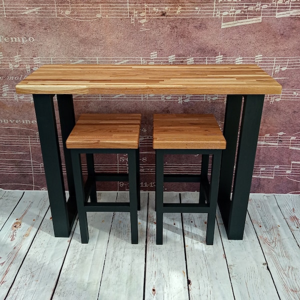 Wooden Oak Breakfast Bar Stool Kitchen Dining Room Solid 100% Wood Handmade