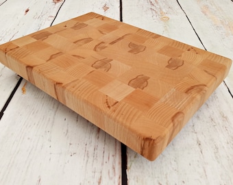 Wooden Chopping Board End Grain Cutting Board Serving Tray Solid Beech Handmade