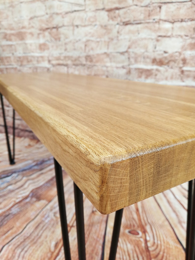 Wooden Oak Bench Hairpin Legs Kitchen Dining Room Hallway Seat Etsy