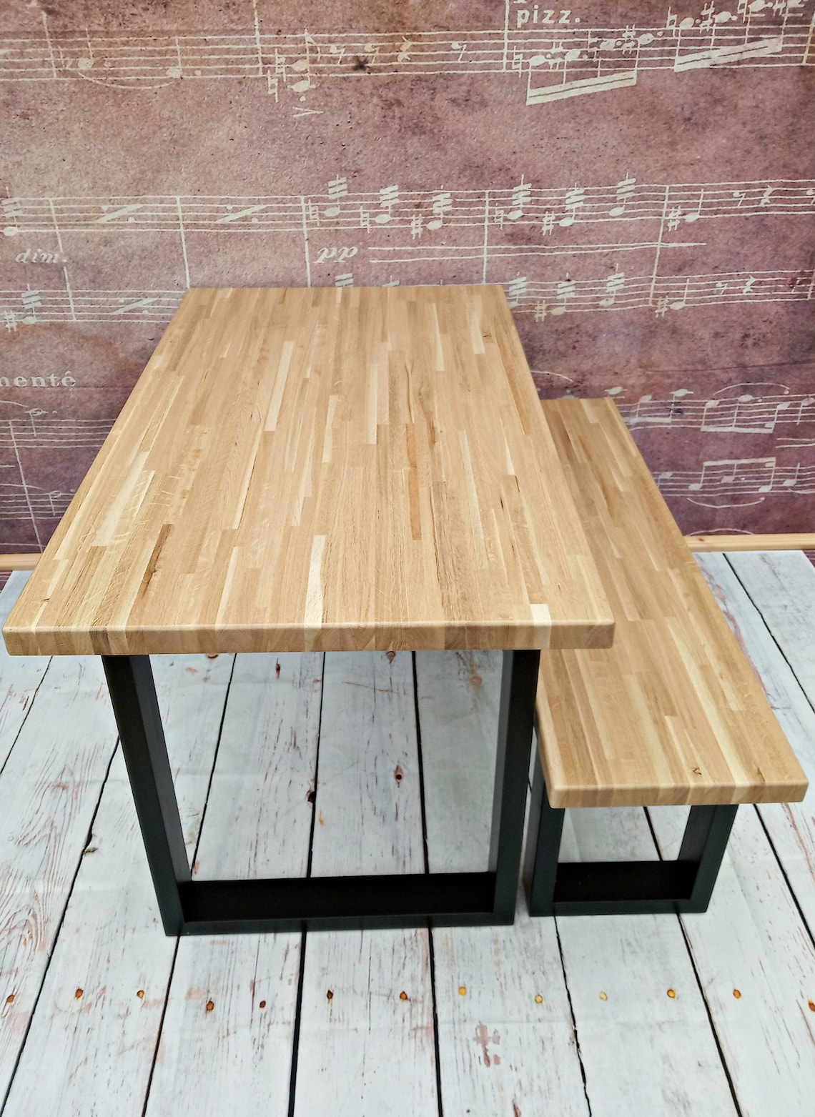 Wooden Oak Table Oak Bench Kitchen Dining Room Office Solid Etsy UK