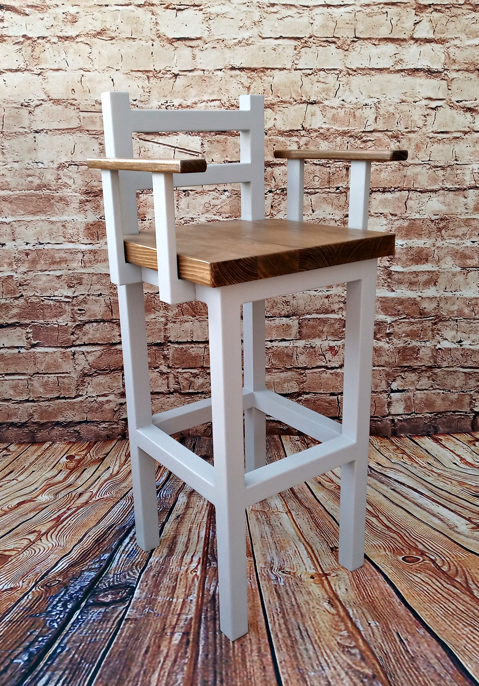 Wooden Bar Stool with Arms Breakfast Kitchen Bar High Chair Etsy