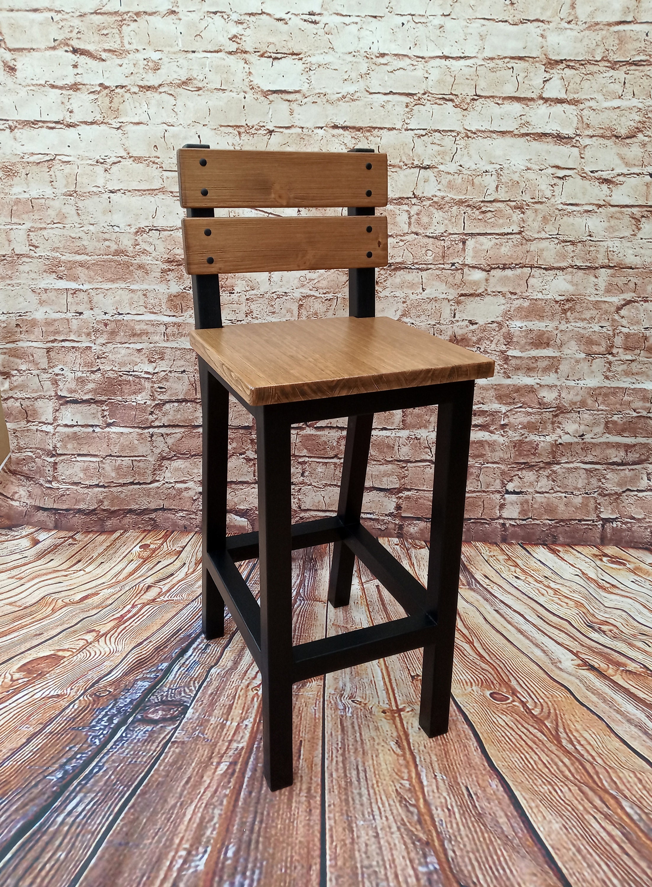 Wooden Bar Stool Breakfast Kitchen Bar High Chair Footrest New Etsy UK