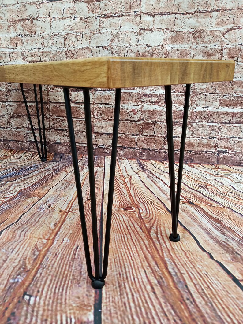 Wooden Oak Bench Hairpin Legs Kitchen Dining Room Hallway Seat Etsy