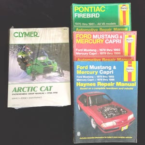 Clymer Arctic Cat Snowmobile Shop Manual 90 to 98 Pontiac Firebird 70 to 81 all V8 models Ford Mustang 79 to 93 and Mercury Capri 79 to 86