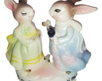 The Precious Moments Collection Avon Exclusive for Presidents Club Members Luncheon 1980 Bunny and Mouse Figurine