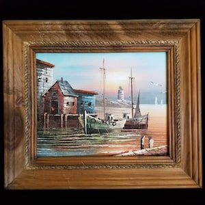 MAX SAVY港の風景 油彩画 MAX SAVY港の風景 油彩画