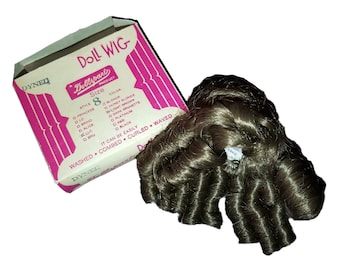 Vintage Dollspart Dynel Doll Wig Size 8 Style LLC Color marked as Light Brown looks dark brown
