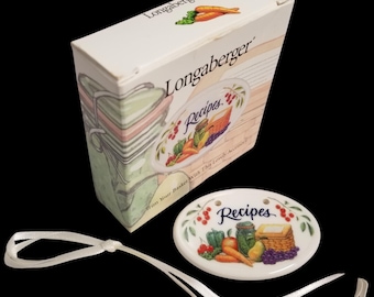 Longaberger Pottery Recipes Basket Tie On Fruits  and Vegetables 1998