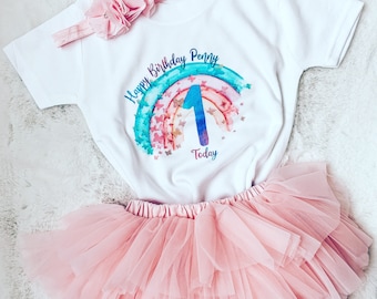 Baby Girl Luxury First Birthday Outfit | Rainbow Tutu Set | Personalised Vest | Perfect cake smash photoshoot | Baby Bloomers | Party dress