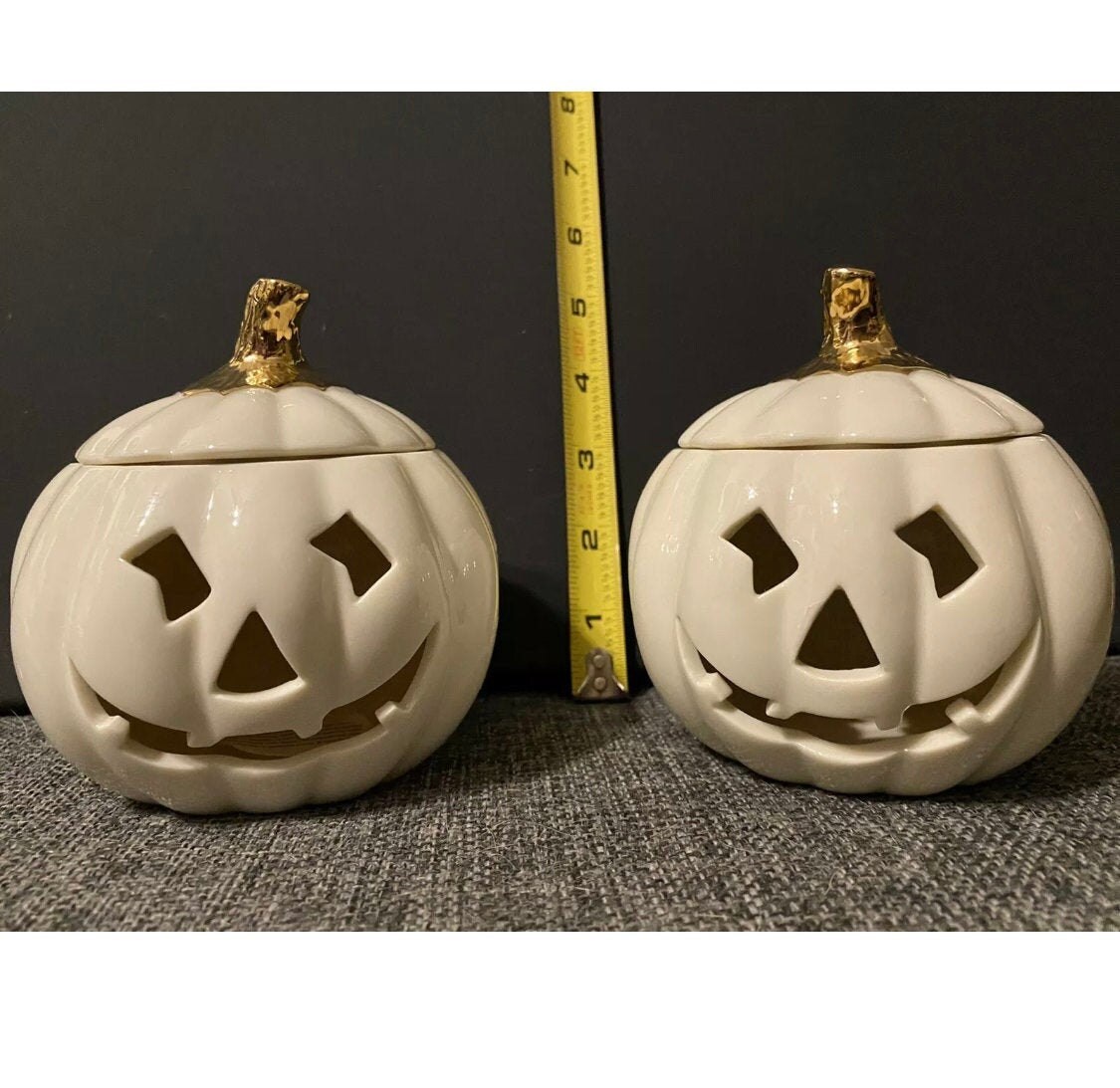 Lenox White Pumpkin Candle Holders Set of Two Etsy