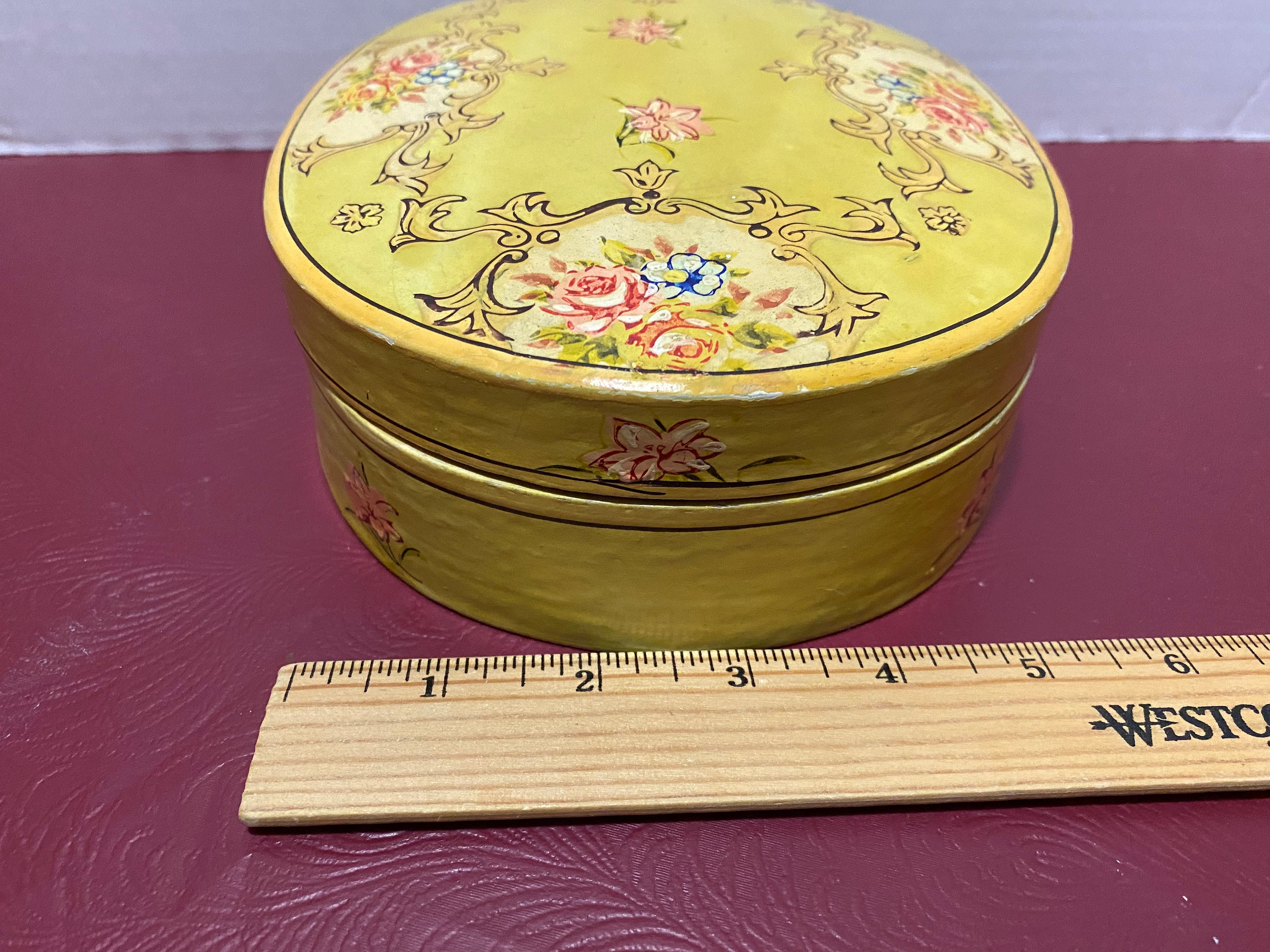 Vintage Japanese Paper Mache Oval Lacquer Box Etsy