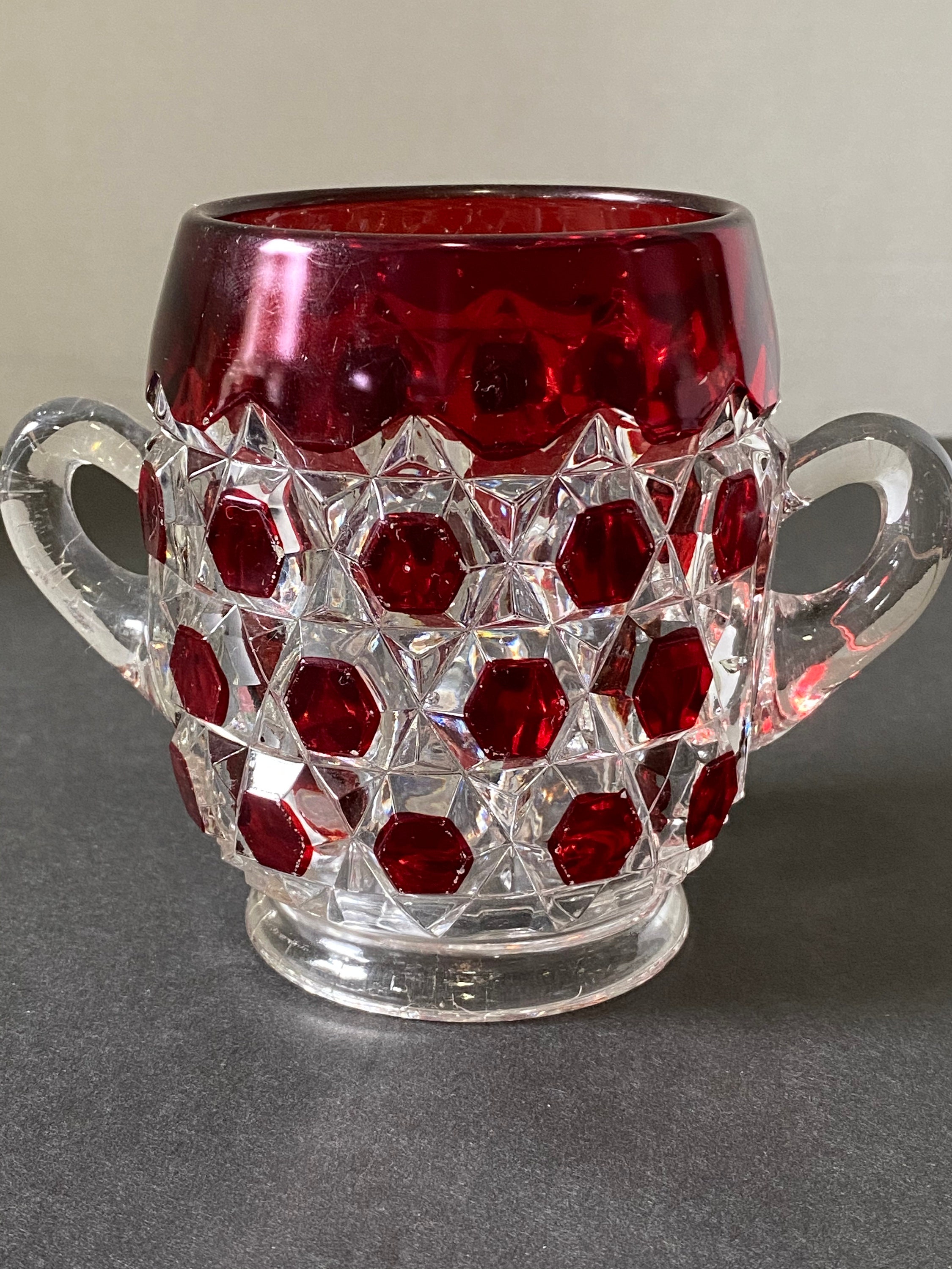 Late 1800s EAPG Ruby Stained Flash Glass Spooner/Open Sugar | Etsy