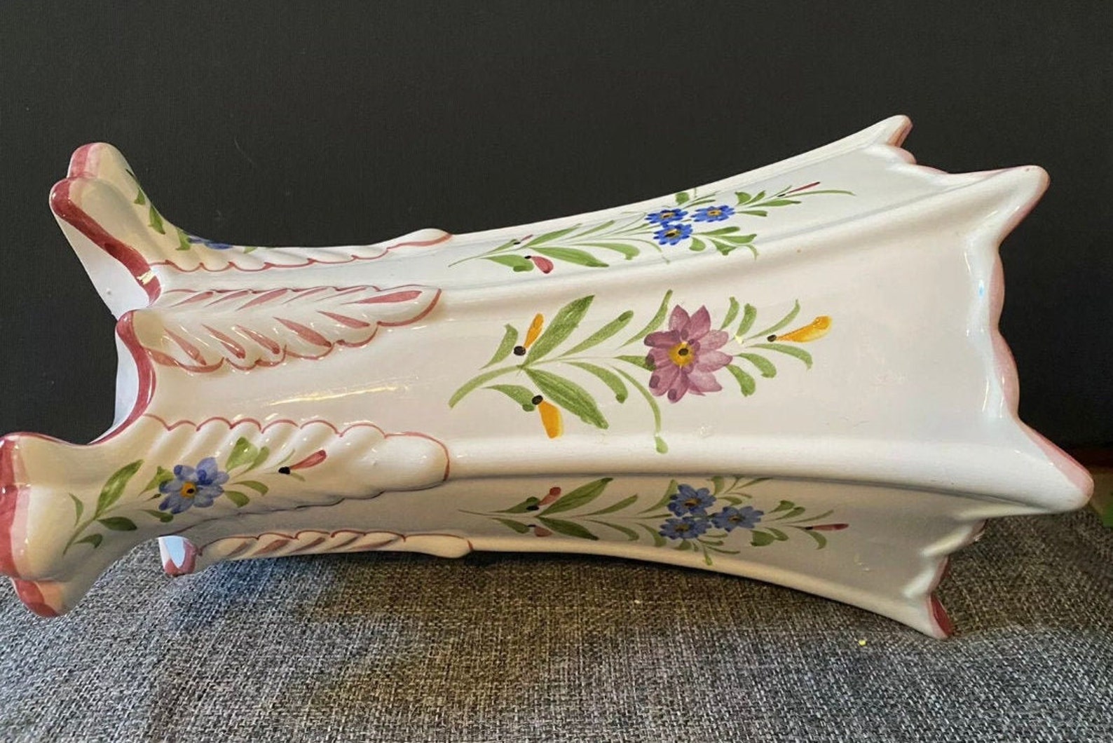 Floral Porzellan Fuß Vase von Hand bemalt Portugal Reel Etsy