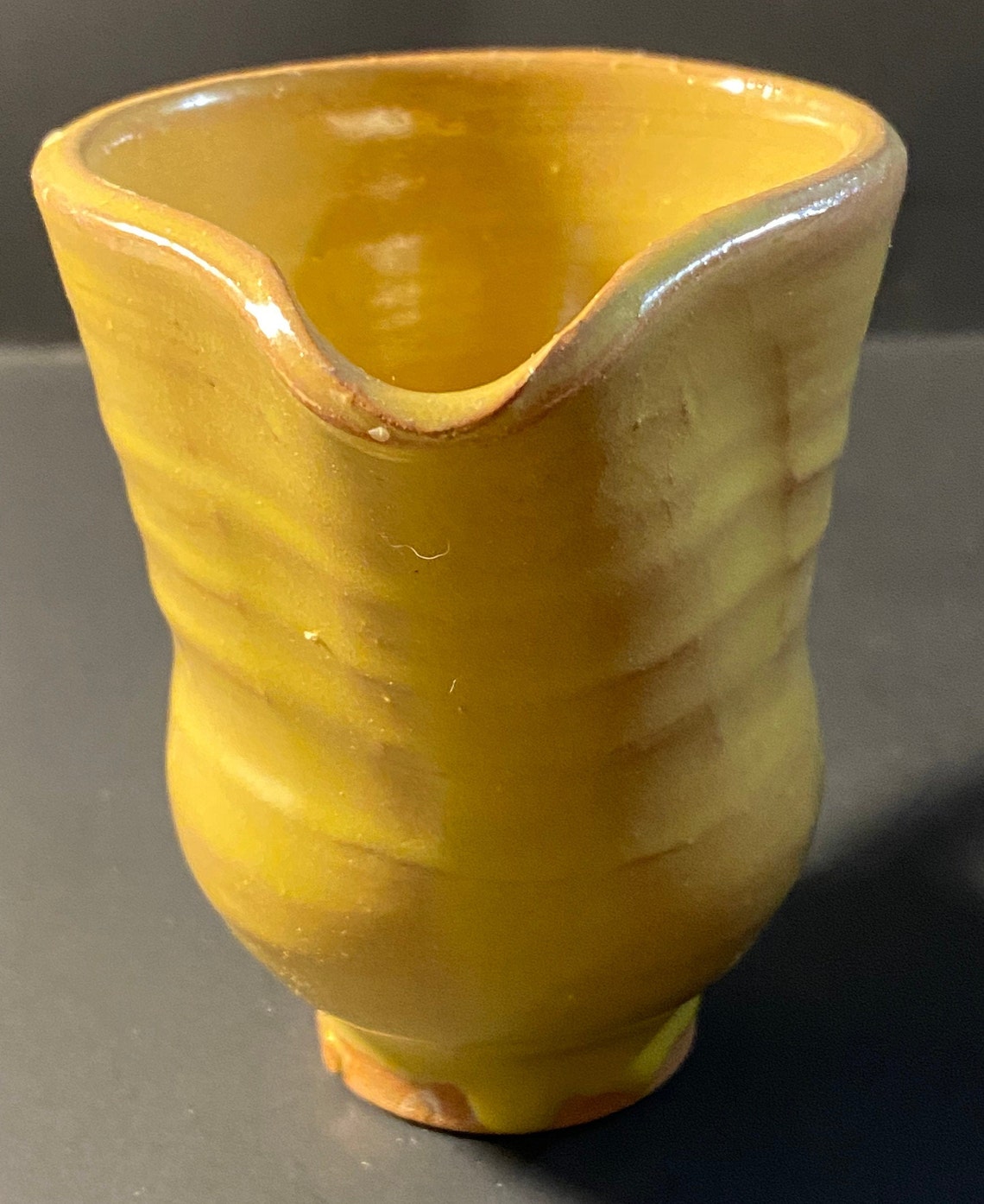 Antique Pottery Wheel Yellow Drip Glaze Creamer 1945 Artist Etsy UK