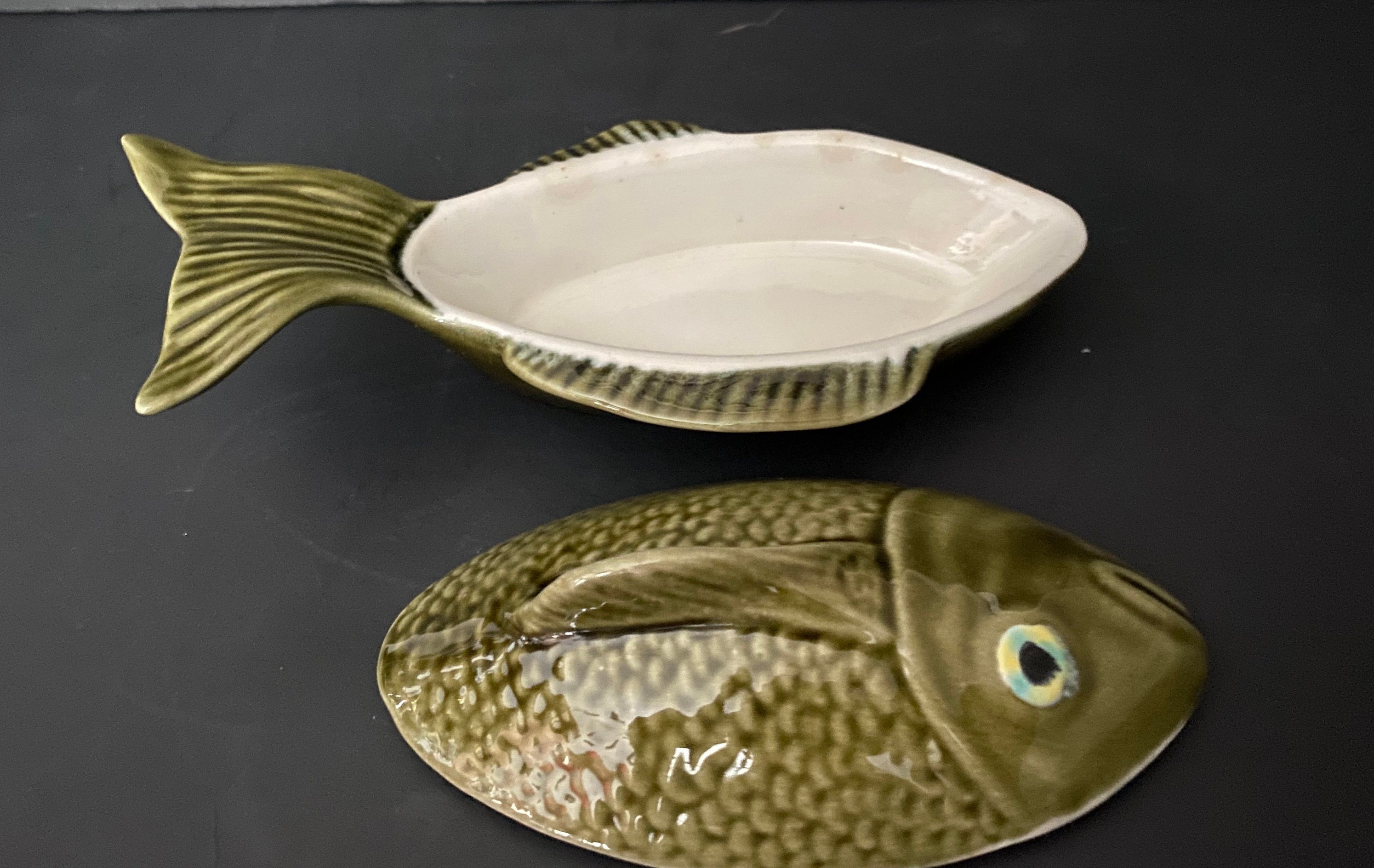 Ceramic Green Fish Dish Made in Portugal Etsy