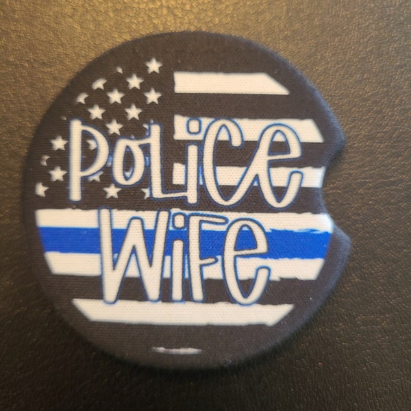 Fabric car coaster, car accessories, Police Wife, Coaster set, Single coaster, Police, gift item, under 10,