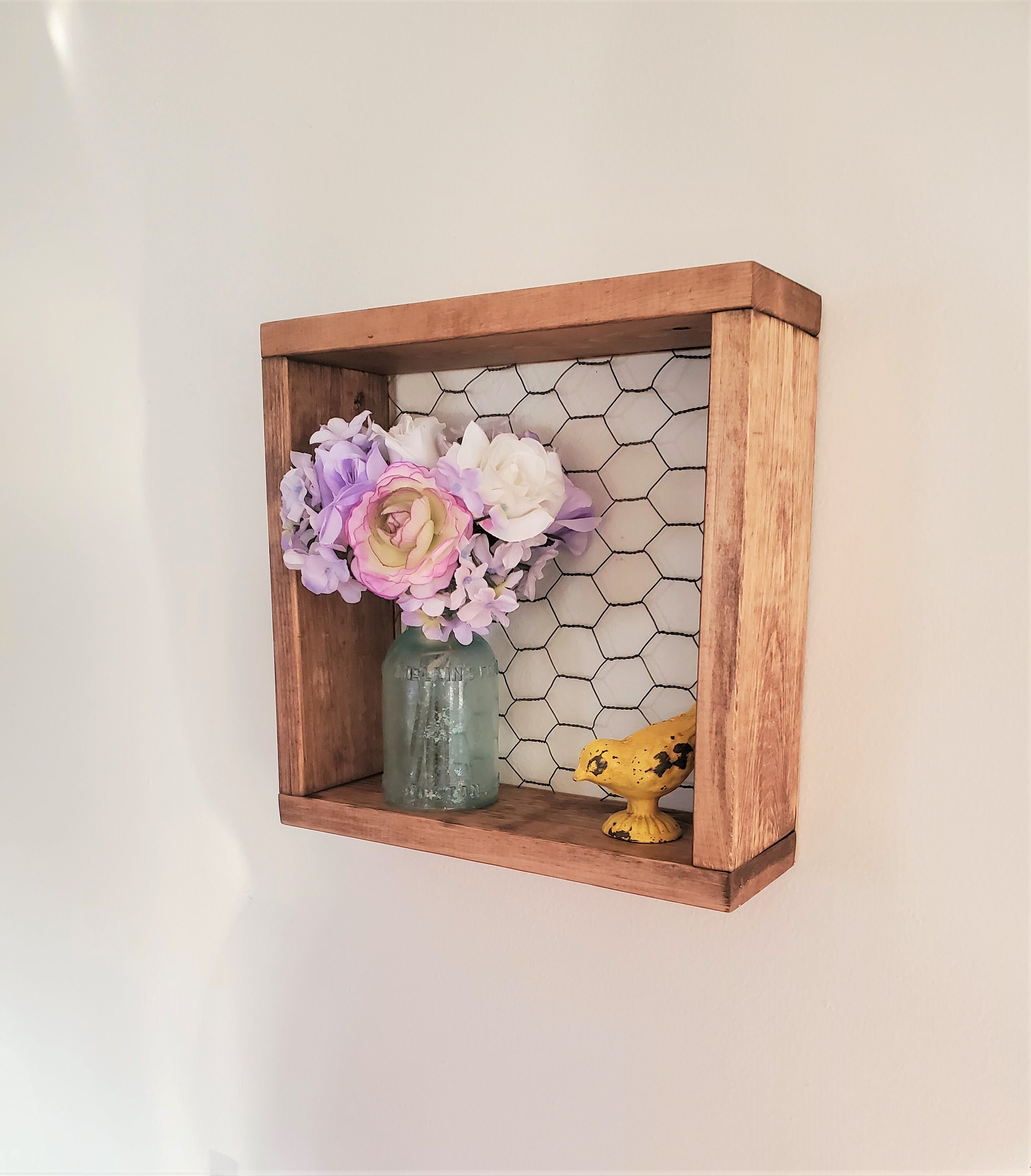 Chicken Wire Wall Decor Farmhouse Decor Wood Box Farmhouse Etsy