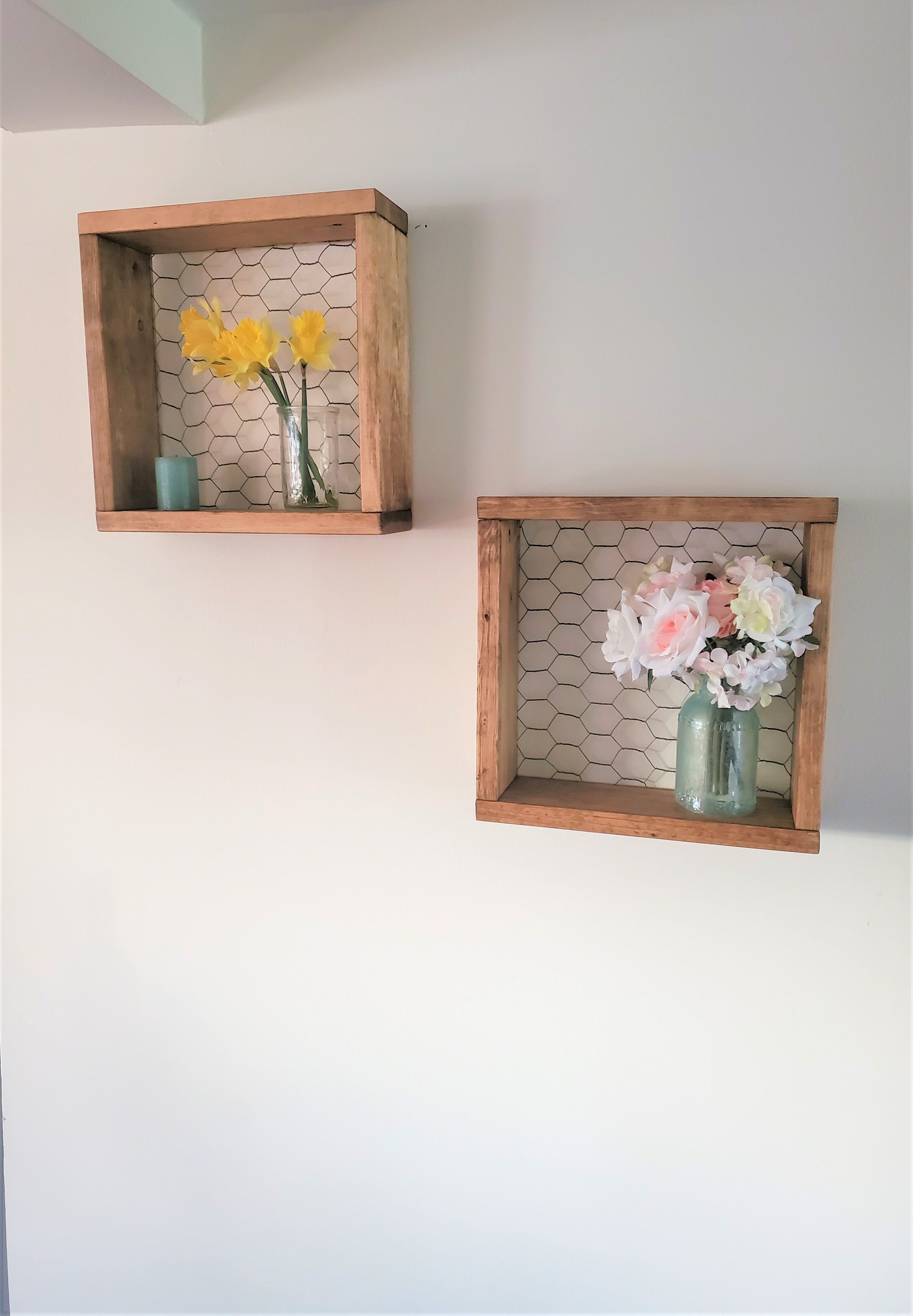 Chicken Wire Wall Decor Farmhouse Decor Wood Box Farmhouse Etsy