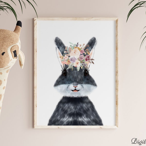 Farm Animal Nursery | Rabbit Print | Rabbit Decoration | Nursery Animal Heads