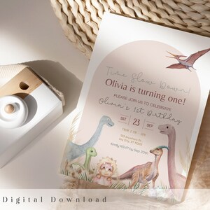 Dinosaur Invite | Girl Dinosaur Party | Dinosaur Invitations | Dino Birthday Invite