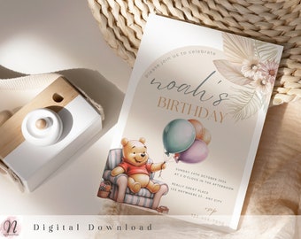 Invitación para el segundo cumpleaños de Winnie the Pooh: El clásico Pooh (descarga digital)