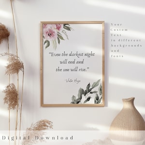 Custom Quote Poster Print | Pink Floral Artwork | Wall Art Greenery