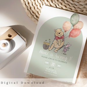 Pooh 1st Birthday - Pooh Invitation