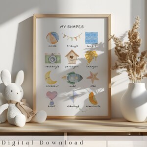 Printable Shapes | Homeschool Room Decor | Boho Classroom Decor