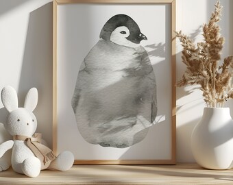 Watercolor Penguin Print: Nursery Wall Art (Digital Download)