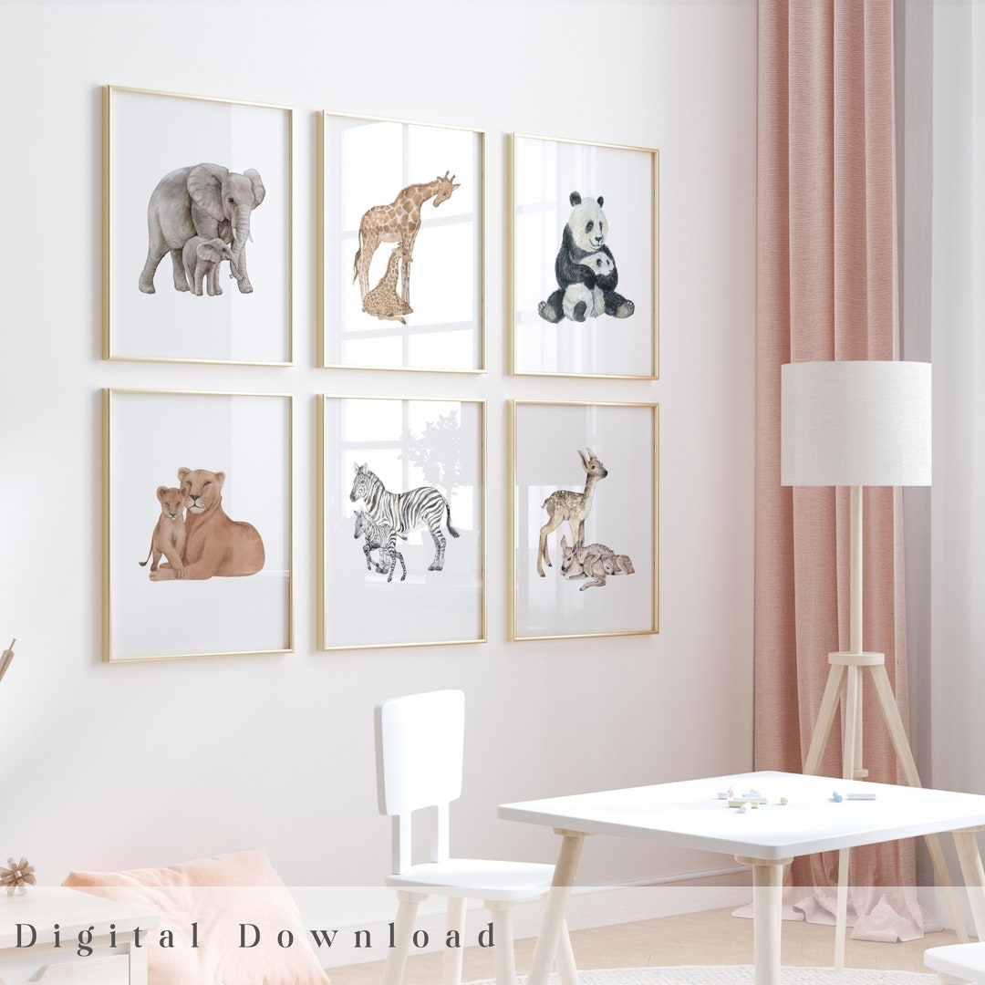 Safari Animal Nursery Print Set: Watercolor Jungle Decor (digital ...