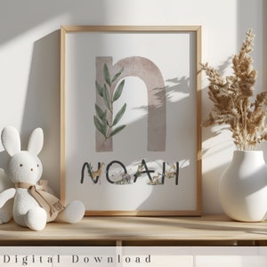 Custom Letter Sign | Safari Nursery Art | Giraffe Watercolor - Nursery Name Sign