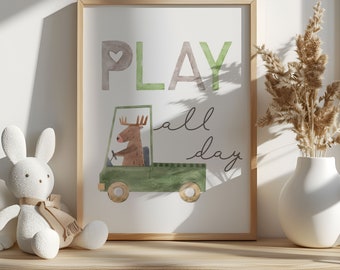 Playroom Sign: Play All Day, Kids Room Decor (Digital Download)