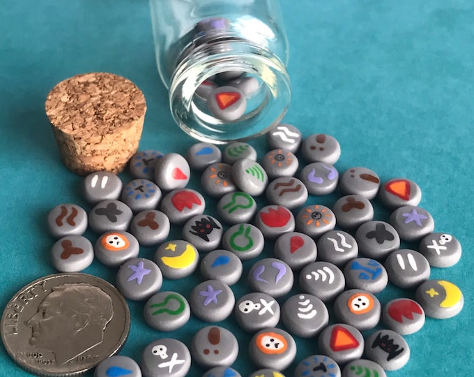 Triple Rune Set Vial With Light Gray Runes, OSRS, RS3, Runescape