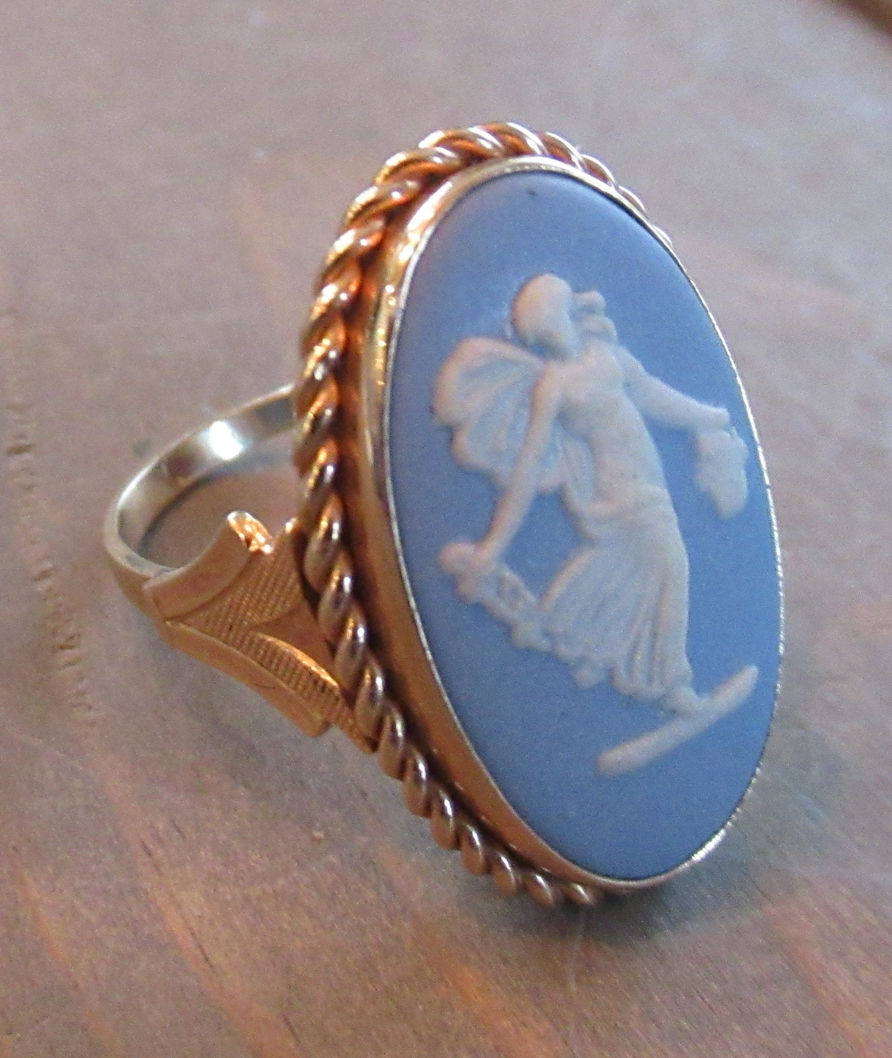 Vintage 14K Signed Wedgewood Cameo Ring Jasperware Etsy