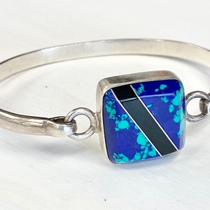 Sterling Silver Azurite Bracelet / Vintage Bracelet /Taxco Mexico Bracelet / Vintage Azurite Onyx Bracelet / Taxco Jewelry / Mexico