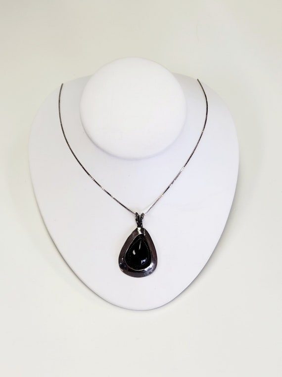 Native American Navajo Sterling Silver Onyx Penda… - image 6