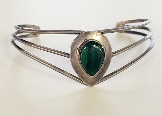 Navajo Sterling Silver Onyx Bracelet / Onyx Cuff … - image 1