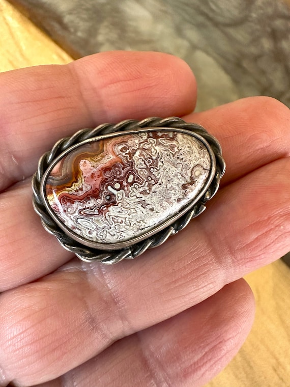 Native American Crazy Lace Ring / Sterling Native 