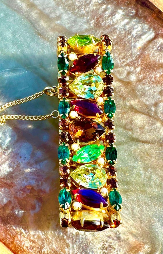 Signed Hattie Carnegie Colorful Rhinestone Bracelet / Vintage Hattie Carnegie / Collectible Hattie Carnegie / Vintage Costume Jewelry